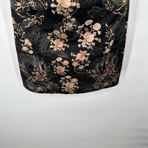 Urban Outfitters Dragon Print Black and Gold Dress Adjustable Straps Bodycon - Picture 7 of 14